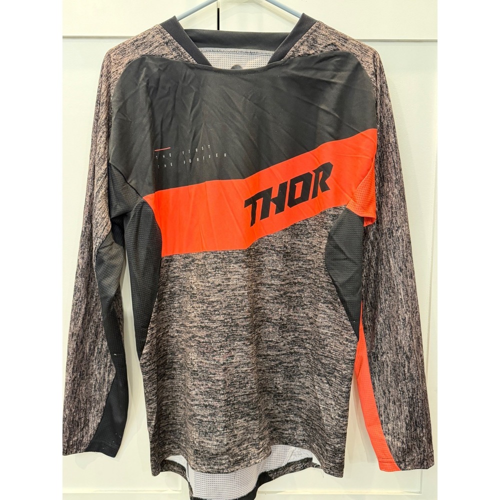 Thor Motocross Jersey Mens Small Long Sleeve Black Orange Grey Racing Shirt